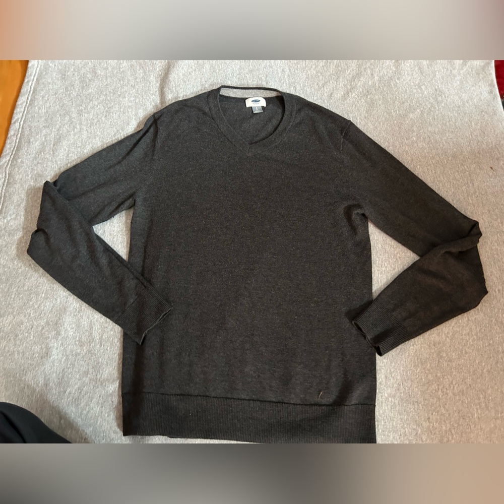 Old Navy Dark Grey V Neck Long Sleeve Sweater Small